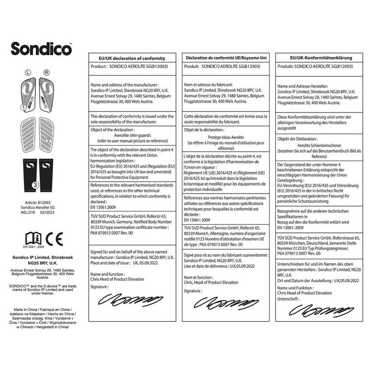 Sondico Aerolite High-Performance Shin Guards