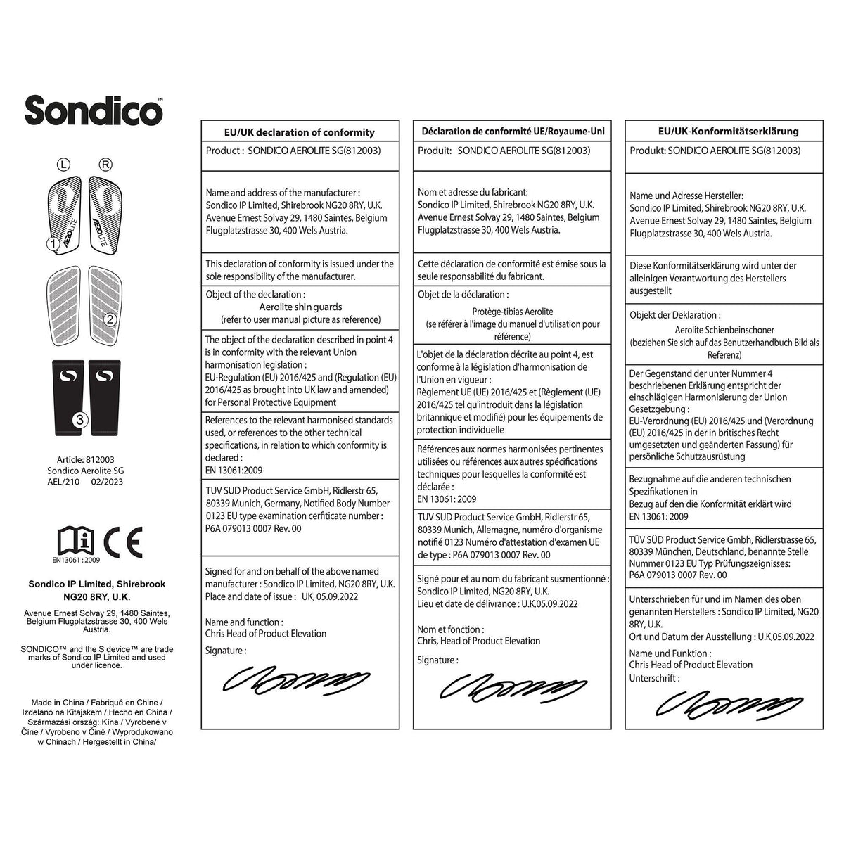 Sondico Aerolite High-Performance Shin Guards