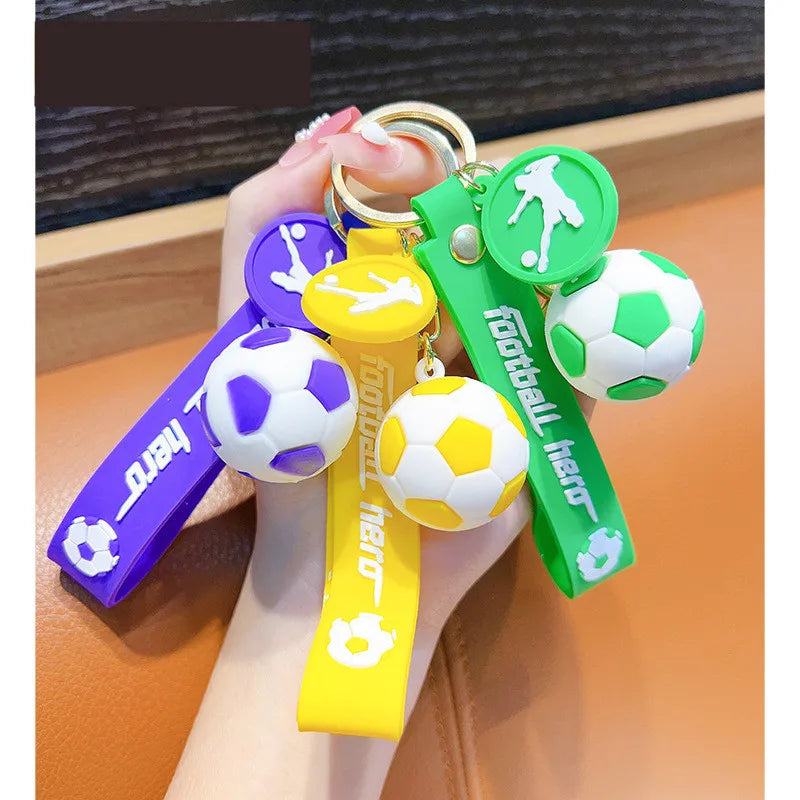 Football Keychain For Fan PVC Soft Glue Soccer Pendant Keychain