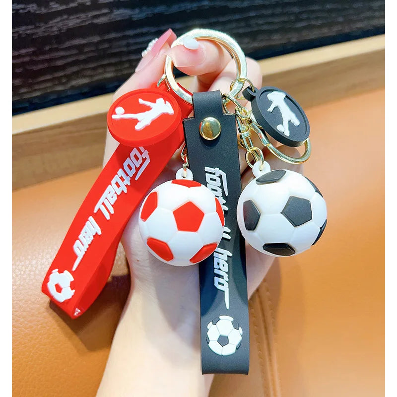 Football Keychain For Fan PVC Soft Glue Soccer Pendant Keychain