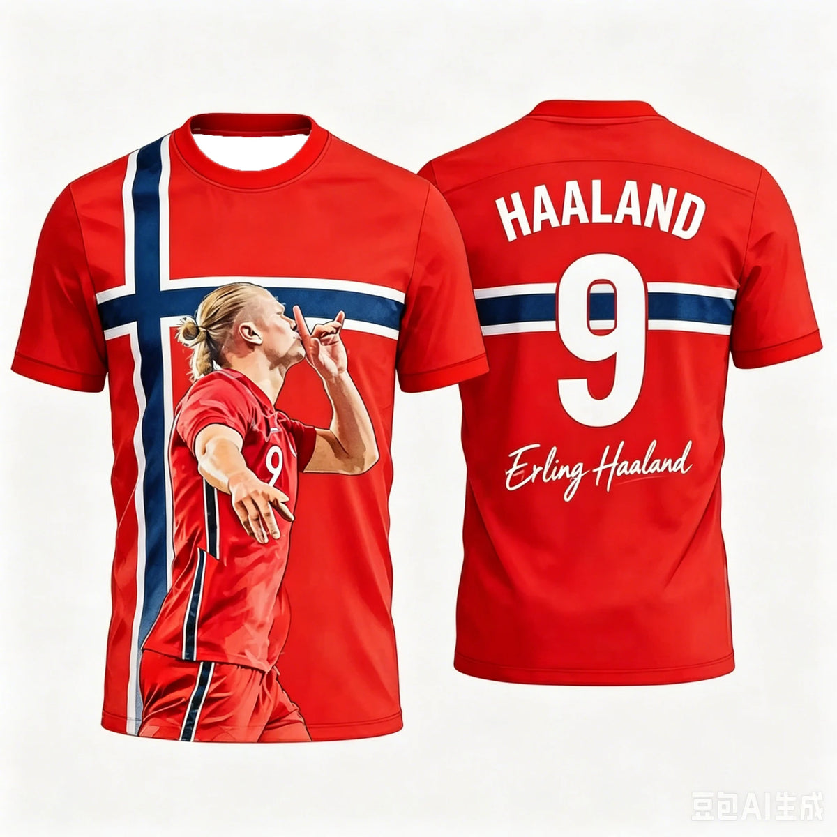 Erling Haaland Elite Young Soccer Jersey with Norway Flag Design