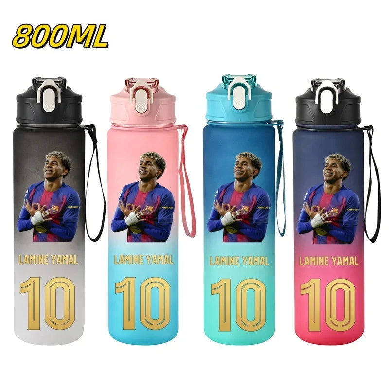 800ML Lamine Yamal Football Star Sports Water Bottle With Straw