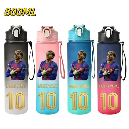 800ML Lamine Yamal Football Star Sports Water Bottle With Straw