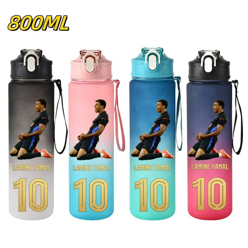 800ML Lamine Yamal Football Star Sports Water Bottle With Straw