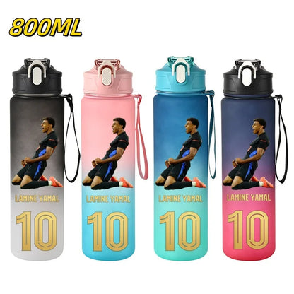 800ML Lamine Yamal Football Star Sports Water Bottle With Straw