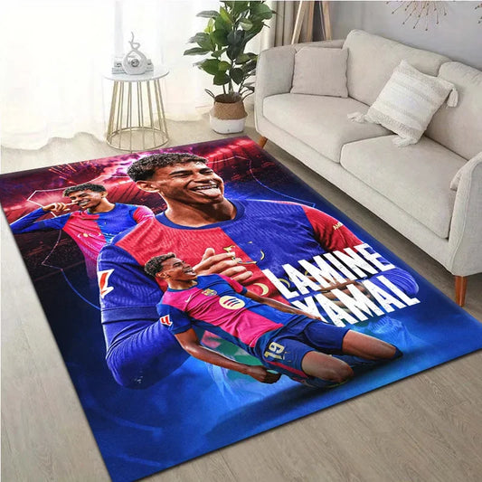Popular Lamine Yamal Football Star Non-Slip Bottom Design Carpet Rug