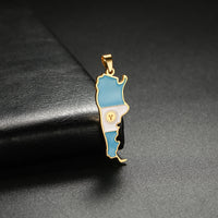 New Drip Oil Stainless Steel Argentina Map Flag Pendant For DIY Necklace Earrings Keychain Argentine Jewelry Making Accessories