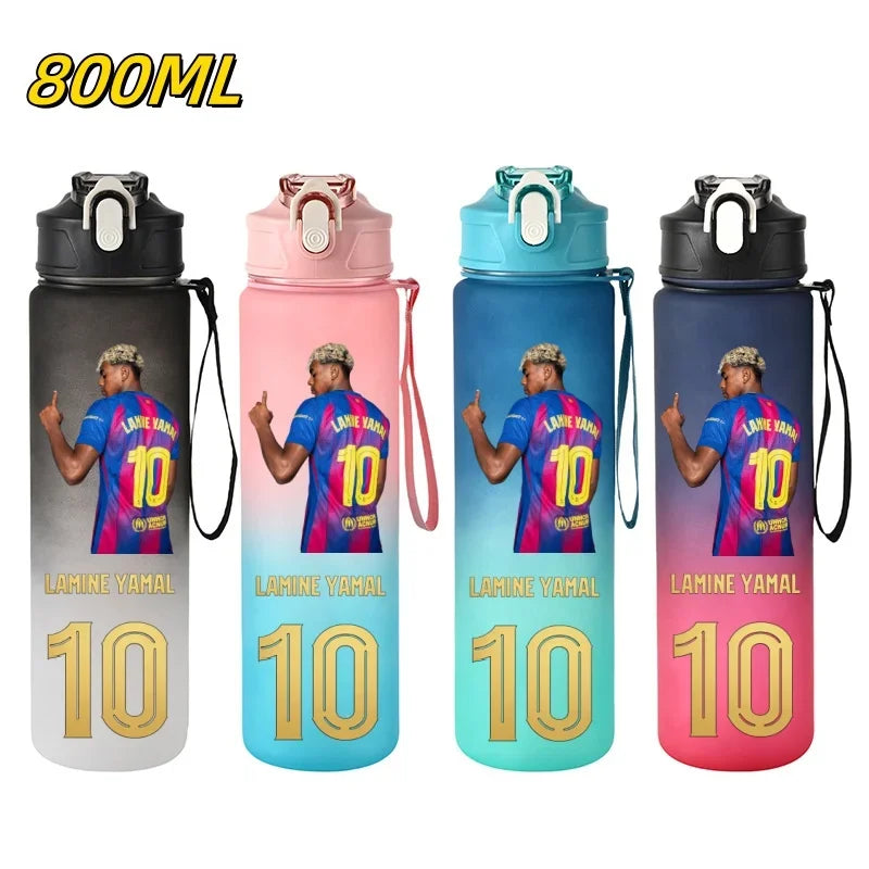 800ML Lamine Yamal Football Star Sports Water Bottle With Straw