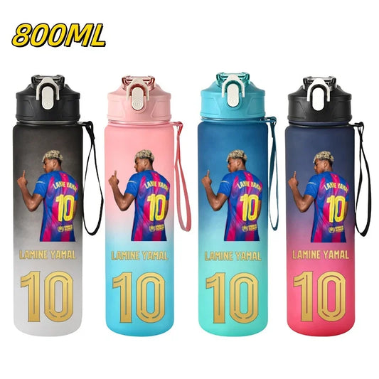 800ML Lamine Yamal Football Star Sports Water Bottle With Straw