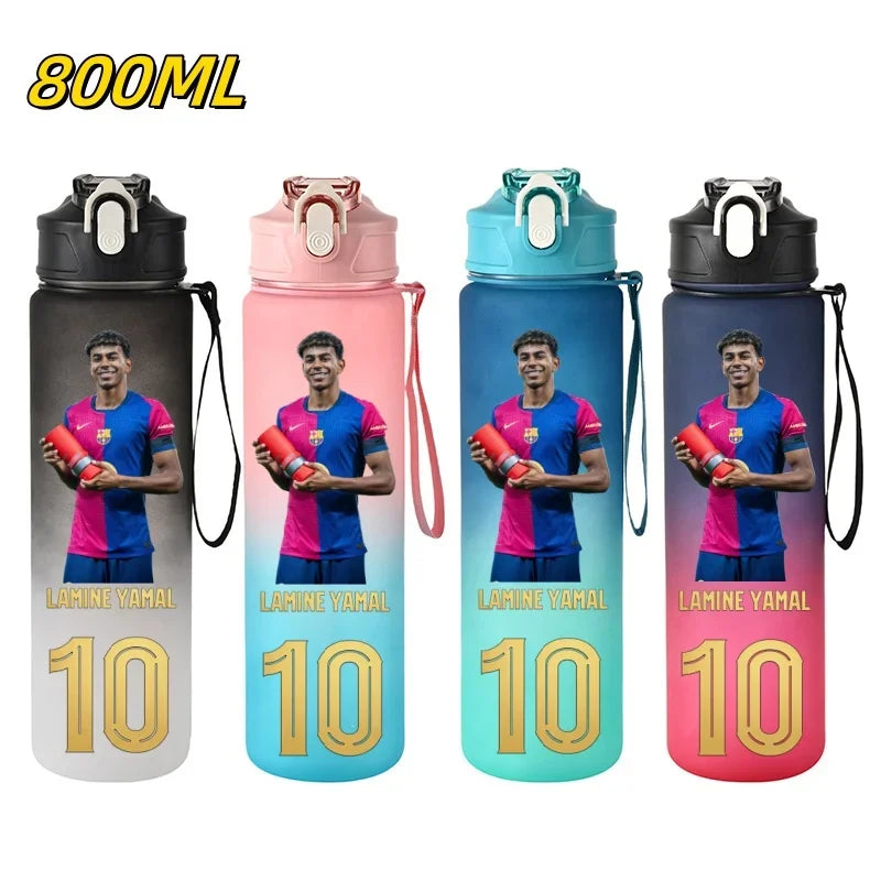 800ML Lamine Yamal Football Star Sports Water Bottle With Straw