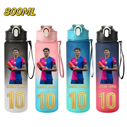 800ML Lamine Yamal Football Star Sports Water Bottle With Straw