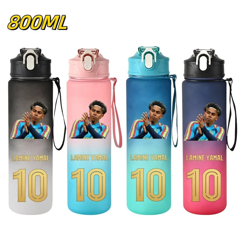 800ML Lamine Yamal Football Star Sports Water Bottle With Straw