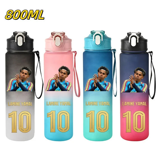 800ML Lamine Yamal Football Star Sports Water Bottle With Straw