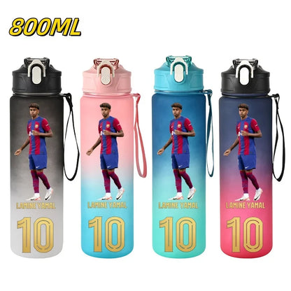 800ML Lamine Yamal Football Star Sports Water Bottle With Straw