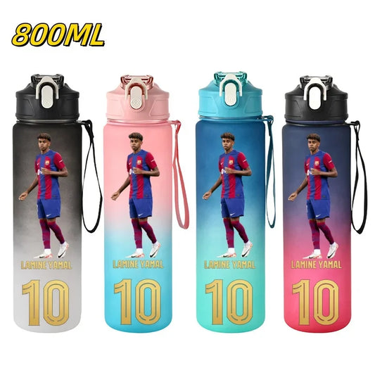 800ML Lamine Yamal Football Star Sports Water Bottle With Straw