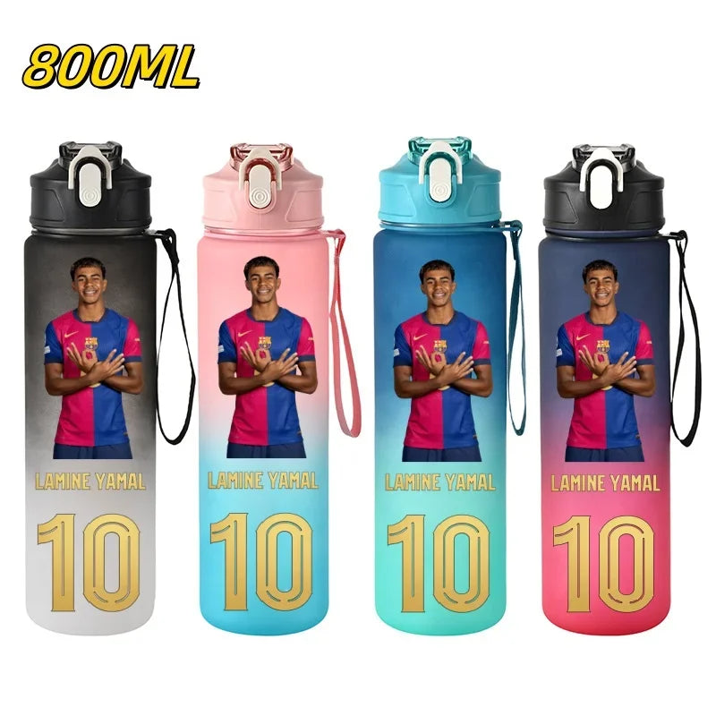 800ML Lamine Yamal Football Star Sports Water Bottle With Straw