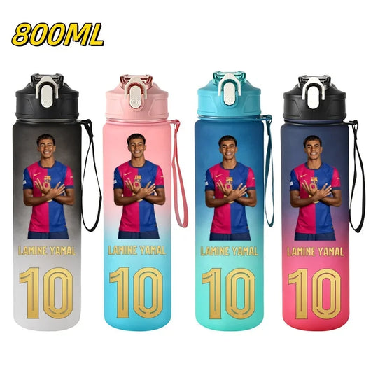 800ML Lamine Yamal Football Star Sports Water Bottle With Straw