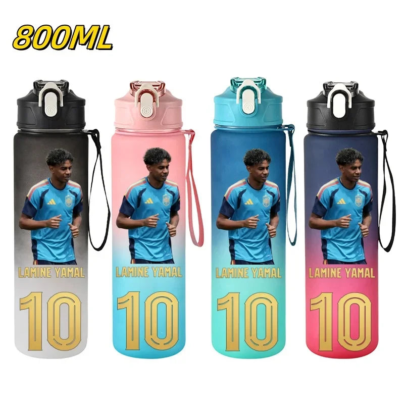 800ML Lamine Yamal Football Star Sports Water Bottle With Straw