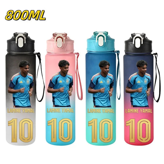 800ML Lamine Yamal Football Star Sports Water Bottle With Straw