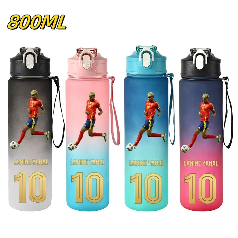 800ML Lamine Yamal Football Star Sports Water Bottle With Straw