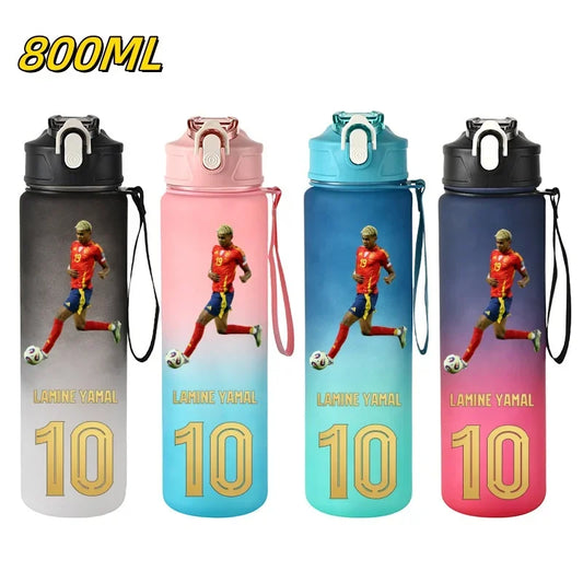 800ML Lamine Yamal Football Star Sports Water Bottle With Straw