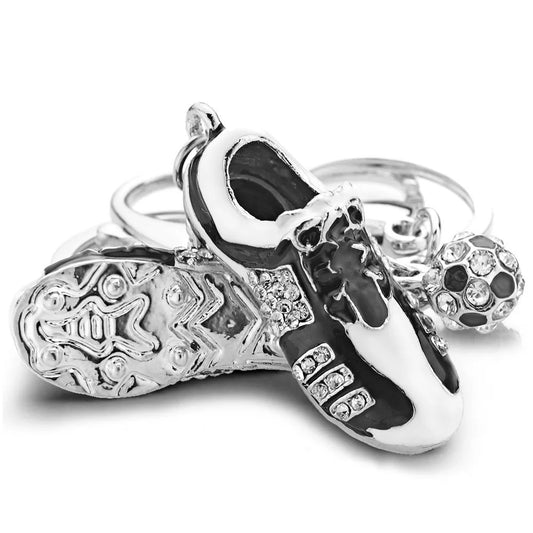 Fashion Crystal Football Soccer Shoes Rhinestone Keychains For Purse Bag Buckle Pendant Keyrings Key Chains Rings Holder K258