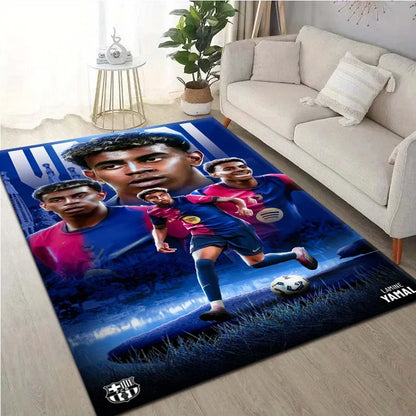 Popular Lamine Yamal Football Star Non-Slip Bottom Design Carpet Rug
