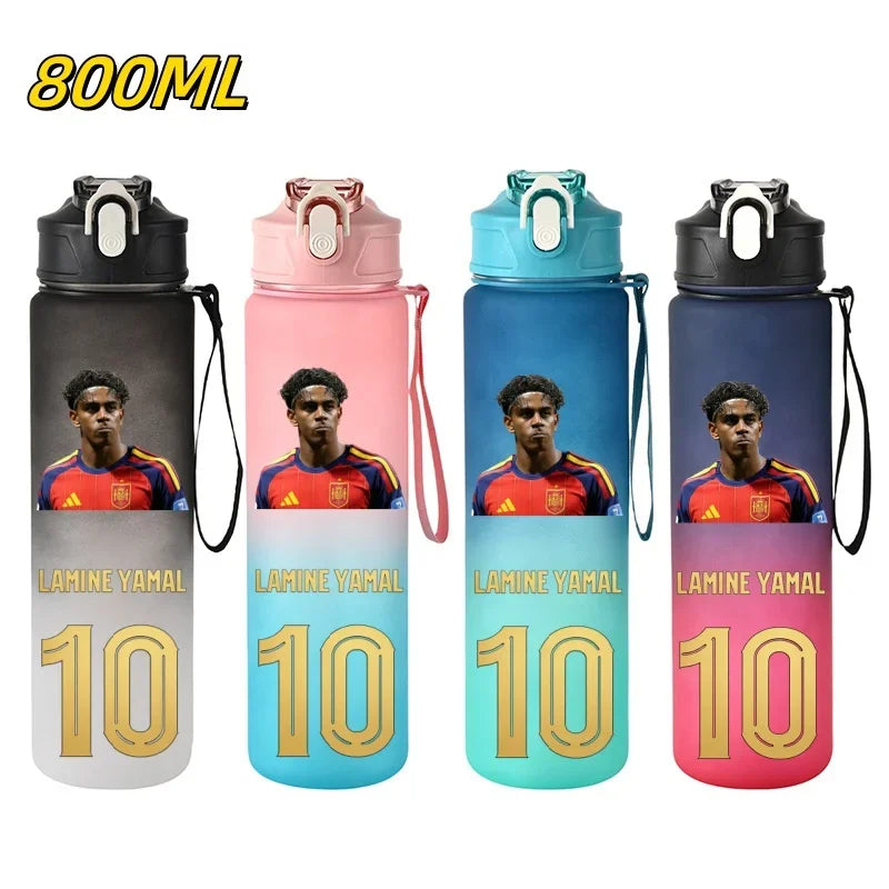 800ML Lamine Yamal Football Star Sports Water Bottle With Straw