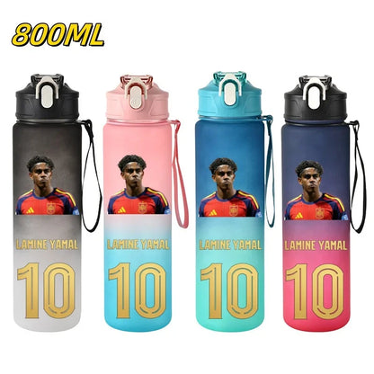 800ML Lamine Yamal Football Star Sports Water Bottle With Straw