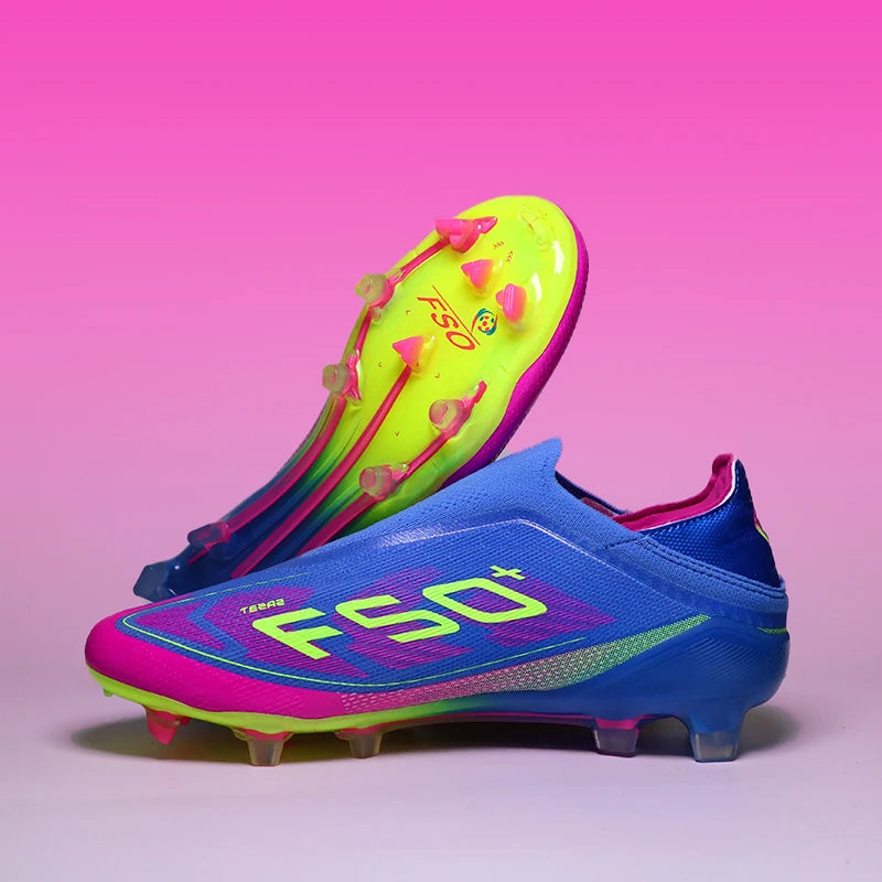 T36 High Quality No-lace Mens Football Boots F50 FG/TF Boys Turf Training Soccer Cleats Laceless Non Slip Football Shoes 35-45