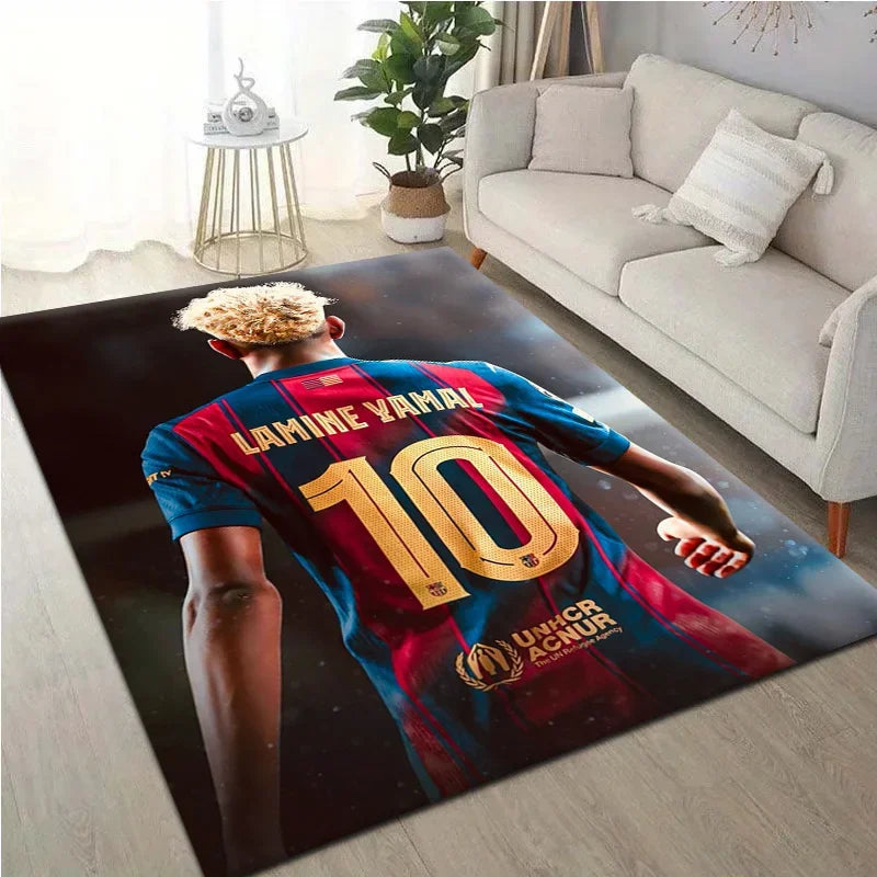 Popular Lamine Yamal Football Star Non-Slip Bottom Design Carpet Rug