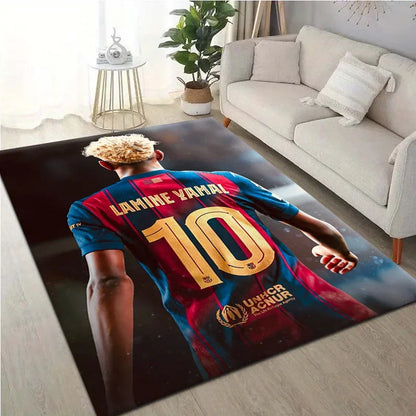 Popular Lamine Yamal Football Star Non-Slip Bottom Design Carpet Rug