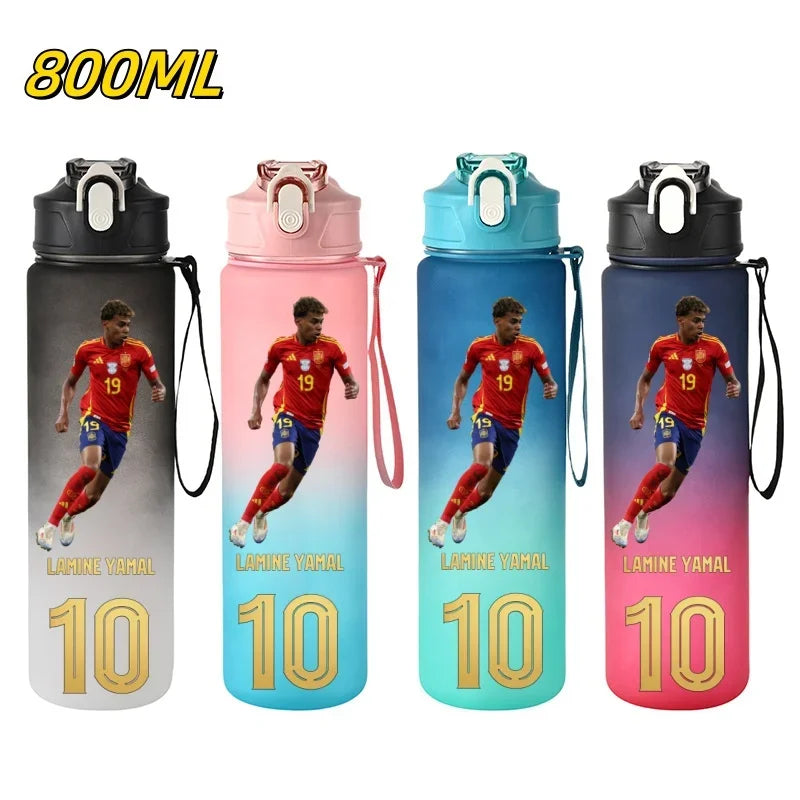 800ML Lamine Yamal Football Star Sports Water Bottle With Straw