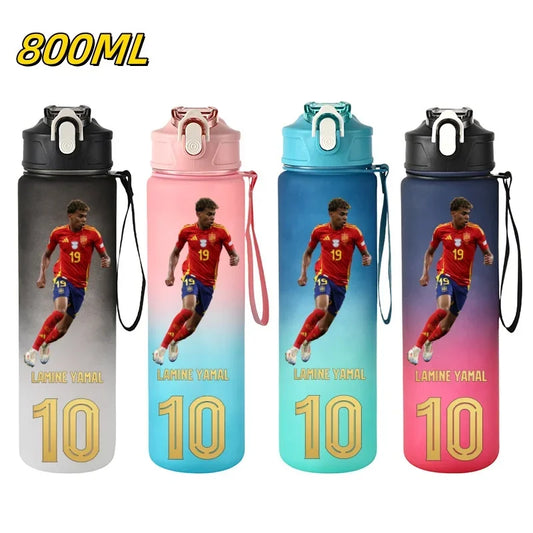 800ML Lamine Yamal Football Star Sports Water Bottle With Straw