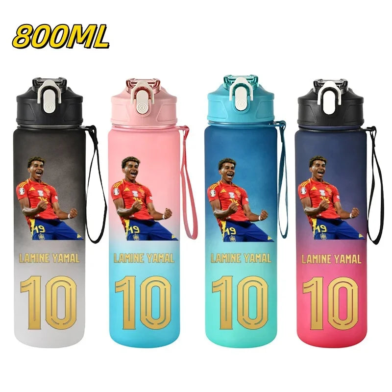 800ML Lamine Yamal Football Star Sports Water Bottle With Straw