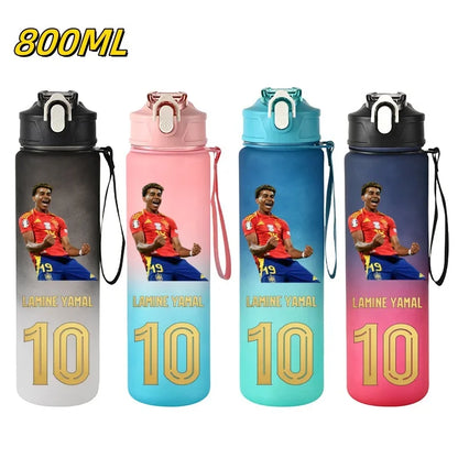 800ML Lamine Yamal Football Star Sports Water Bottle With Straw