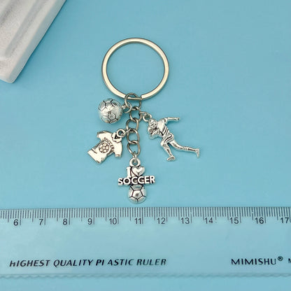 1pc Football Alloy Keychain Sports Metal Key Ring Purse Bag Backpack Car Charm Earbud Case Accessory Women Men Boys Girls Gift