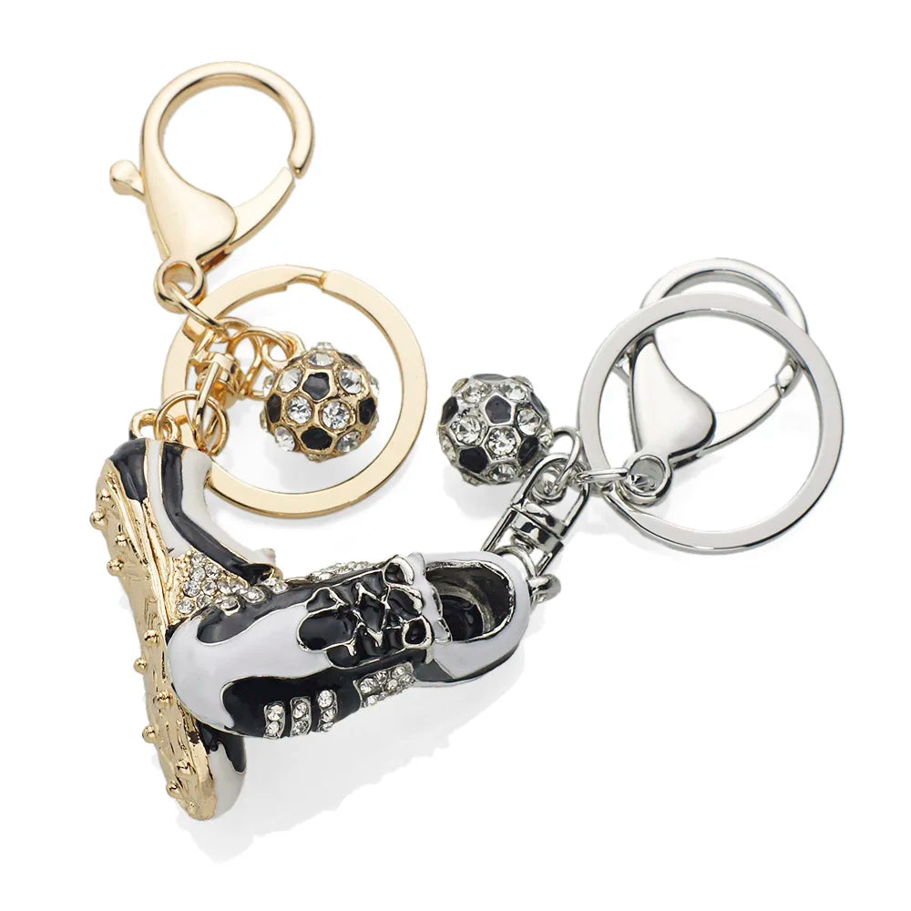 Fashion Crystal Football Soccer Shoes Rhinestone Keychains