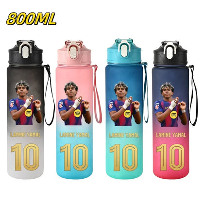 800ML Lamine Yamal Football Star Sports Water Bottle With Straw