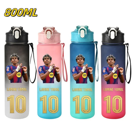 800ML Lamine Yamal Football Star Sports Water Bottle With Straw