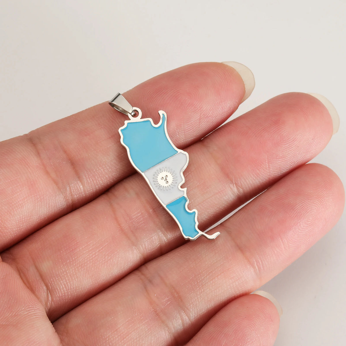 New Drip Oil Stainless Steel Argentina Map Flag Pendant For DIY Necklace Earrings Keychain Argentine Jewelry Making Accessories