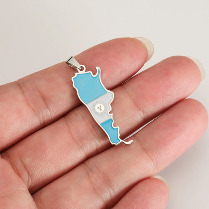 New Drip Oil Stainless Steel Argentina Map Flag Pendant For DIY Necklace Earrings Keychain Argentine Jewelry Making Accessories