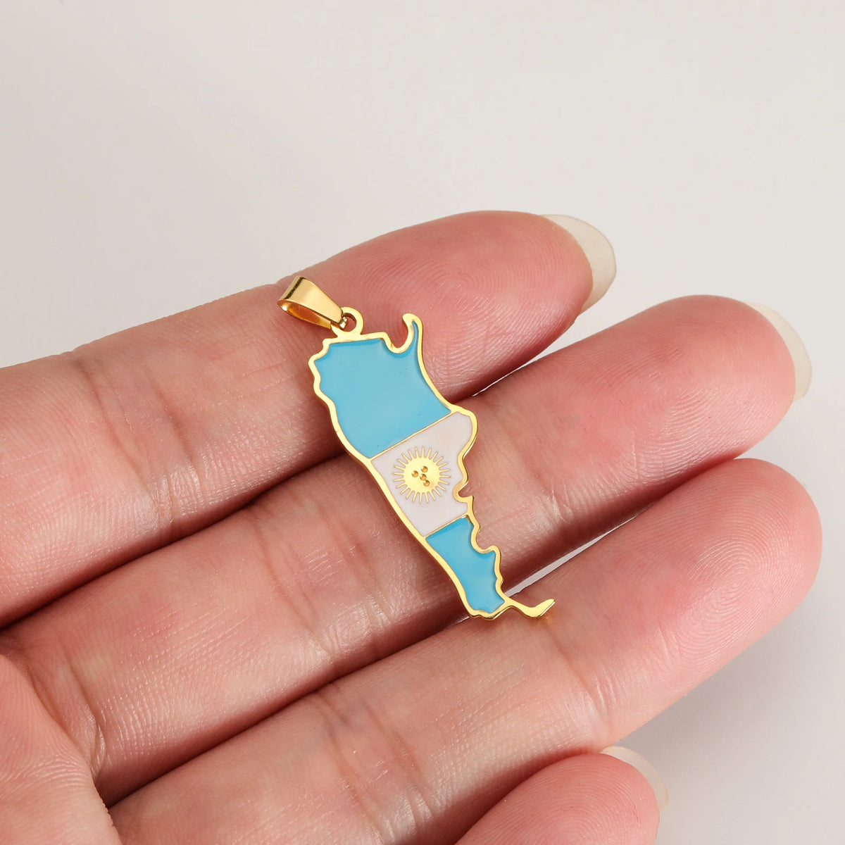 New Drip Oil Stainless Steel Argentina Map Flag Pendant For DIY Necklace Earrings Keychain Argentine Jewelry Making Accessories