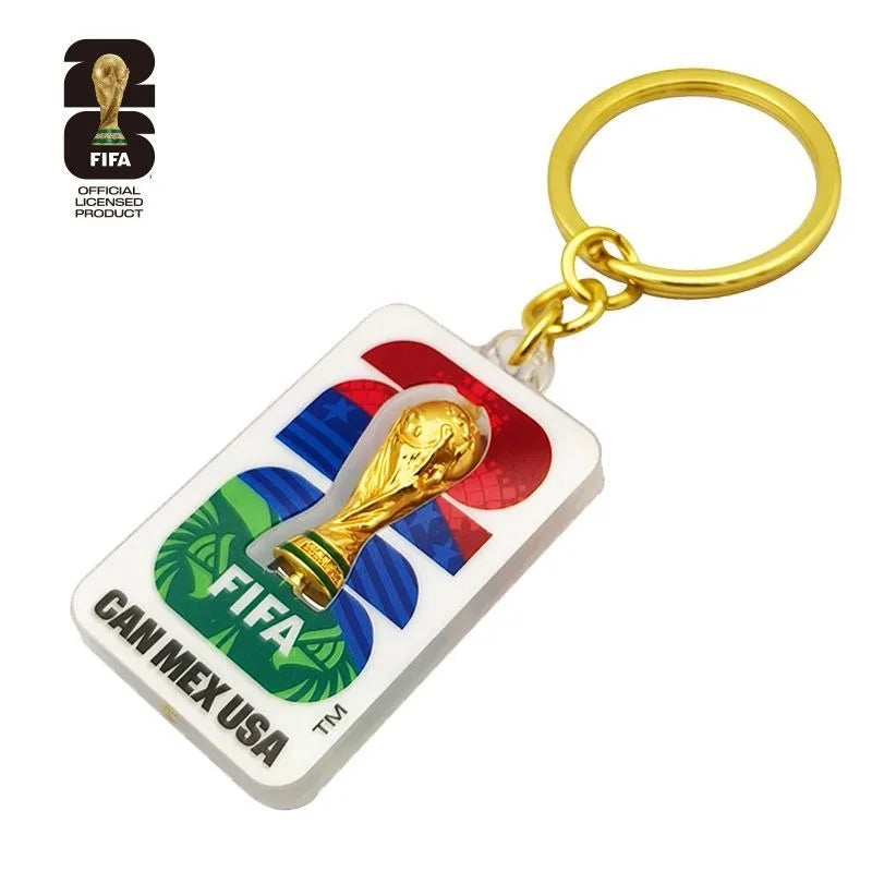 FIFA 2026 World Cup 3D Rotatable Golden Trophy Three Nations Keychain