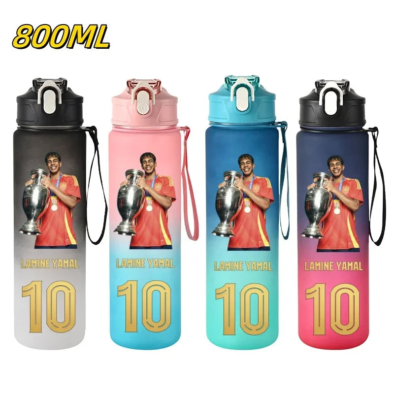 800ML Lamine Yamal Football Star Sports Water Bottle With Straw