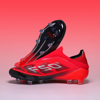 T36 High Quality No-lace Mens Football Boots F50 FG/TF Boys Turf Training Soccer Cleats Laceless Non Slip Football Shoes 35-45