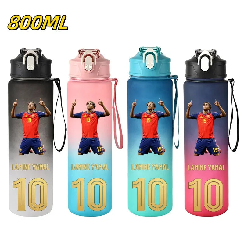 800ML Lamine Yamal Football Star Sports Water Bottle With Straw