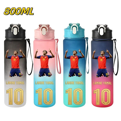 800ML Lamine Yamal Football Star Sports Water Bottle With Straw