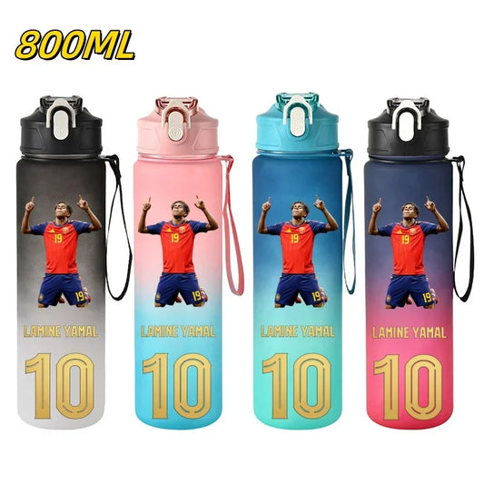 800ML Lamine Yamal Football Star Sports Water Bottle With Straw