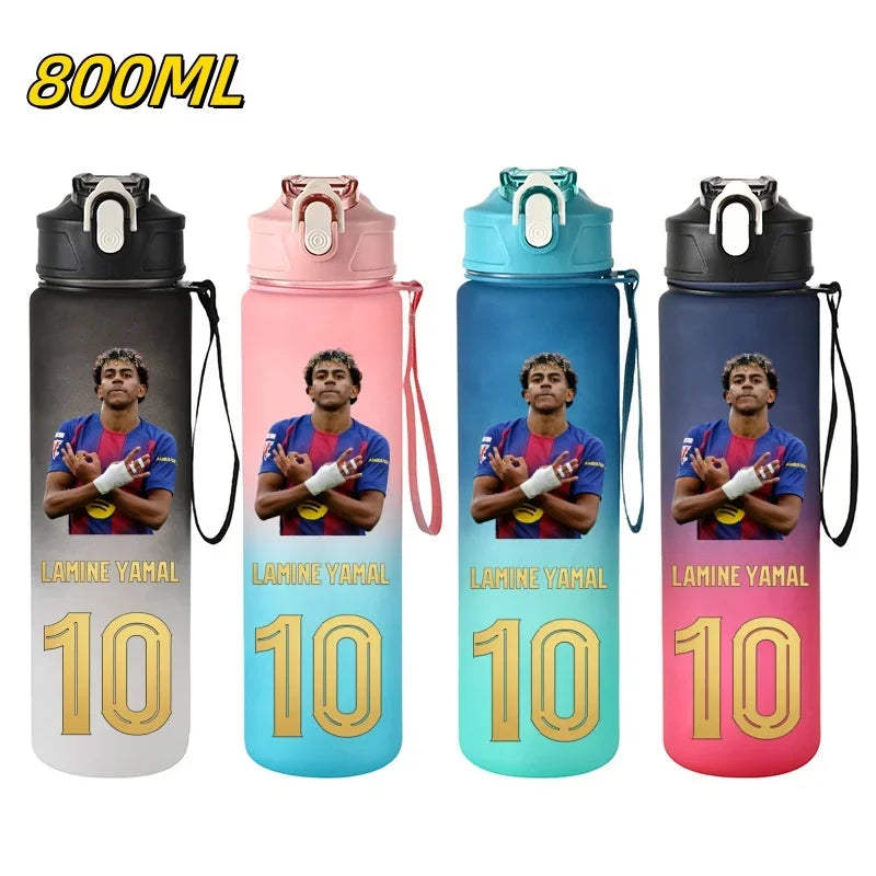 800ML Lamine Yamal Football Star Sports Water Bottle With Straw